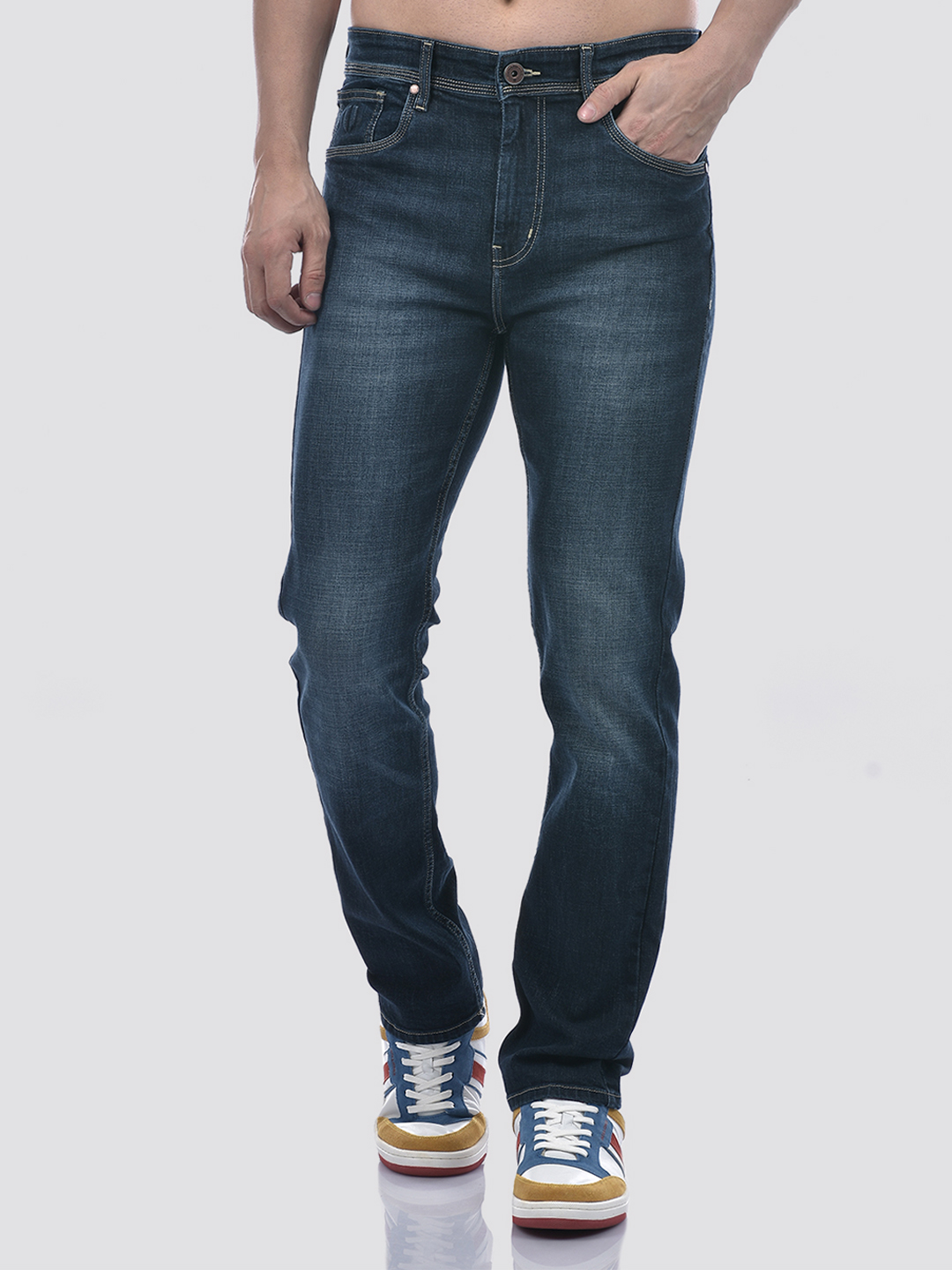 Numero Uno Men Dark Blue Slim Fit Mid Rise Sustainable Jeans